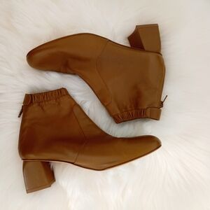 Stuart Weitzman tan soft leather block heel ankle boots